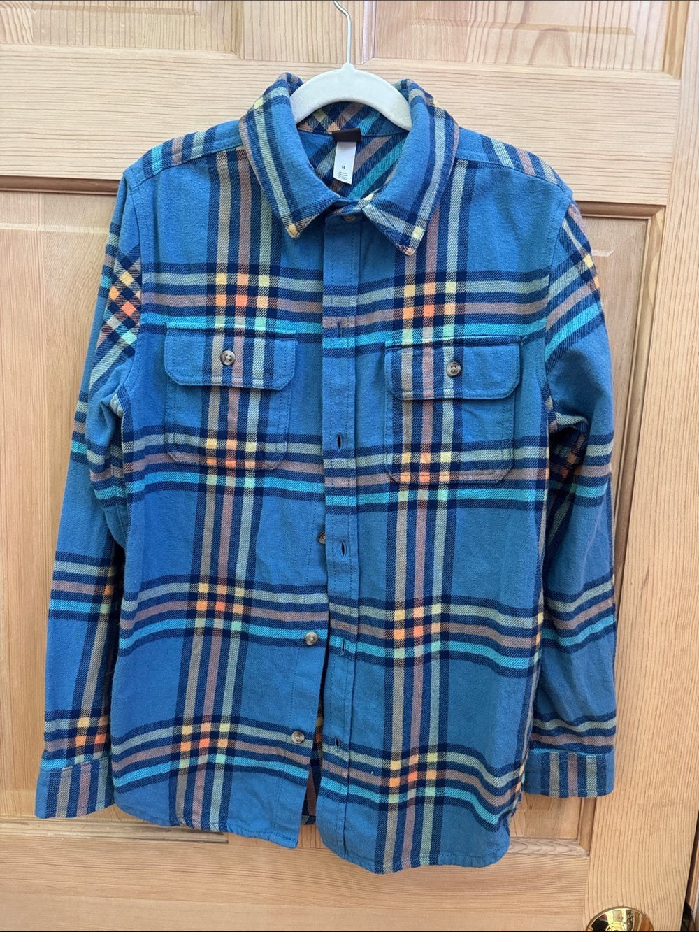 Tea Collection Blue Plaid Button-Down Shirt with Yellow and Navy Accents
